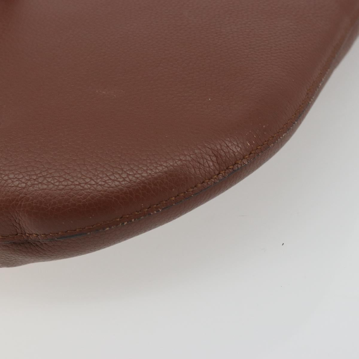 BURBERRY Shoulder Bag Leather Brown Gold Auth 190339A