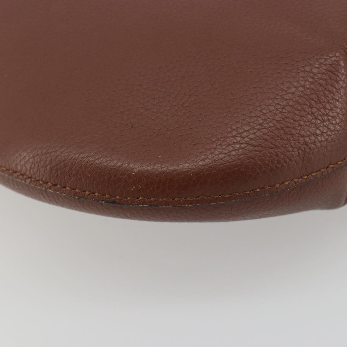 BURBERRY Shoulder Bag Leather Brown Gold Auth 190339A