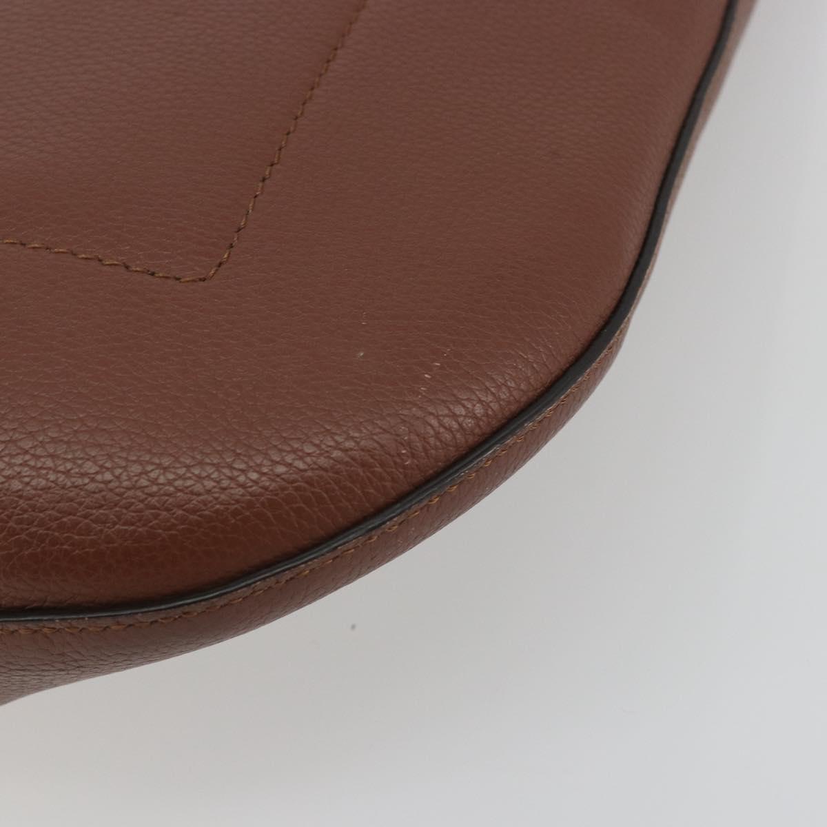 BURBERRY Shoulder Bag Leather Brown Gold Auth 190339A