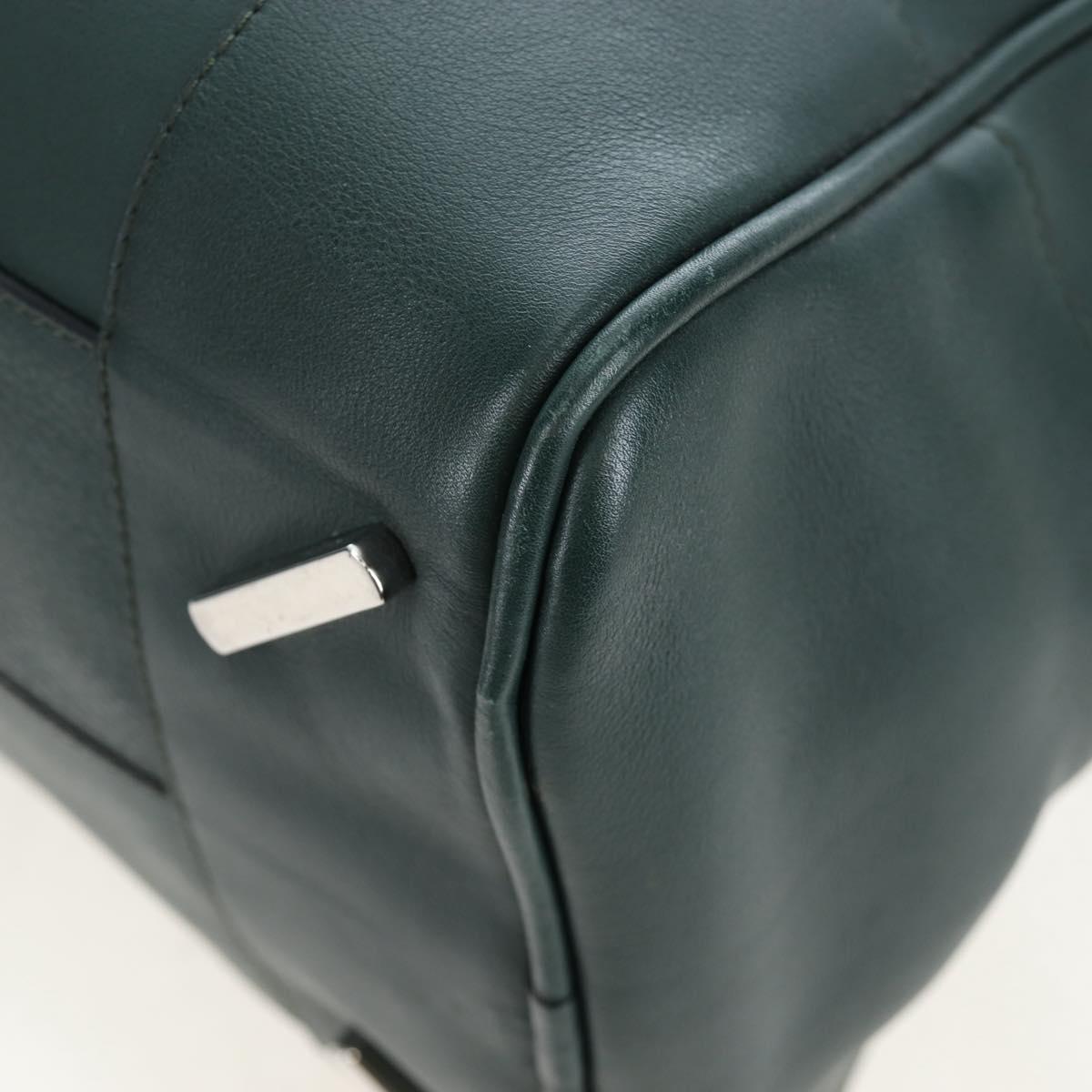 LOEWE Amazona 44 Boston Bag Leather Green Silver Auth 190342V