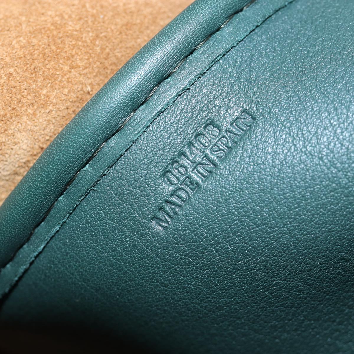 LOEWE Amazona 44 Boston Bag Leather Green Silver Auth 190342V