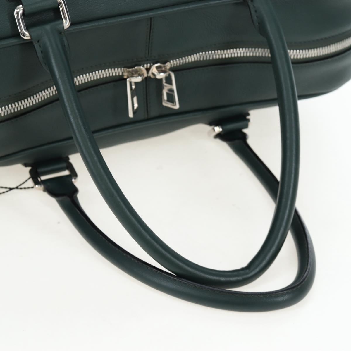 LOEWE Amazona 44 Boston Bag Leather Green Silver Auth 190342V