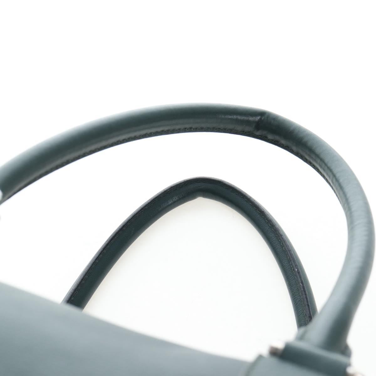 LOEWE Amazona 44 Boston Bag Leather Green Silver Auth 190342V
