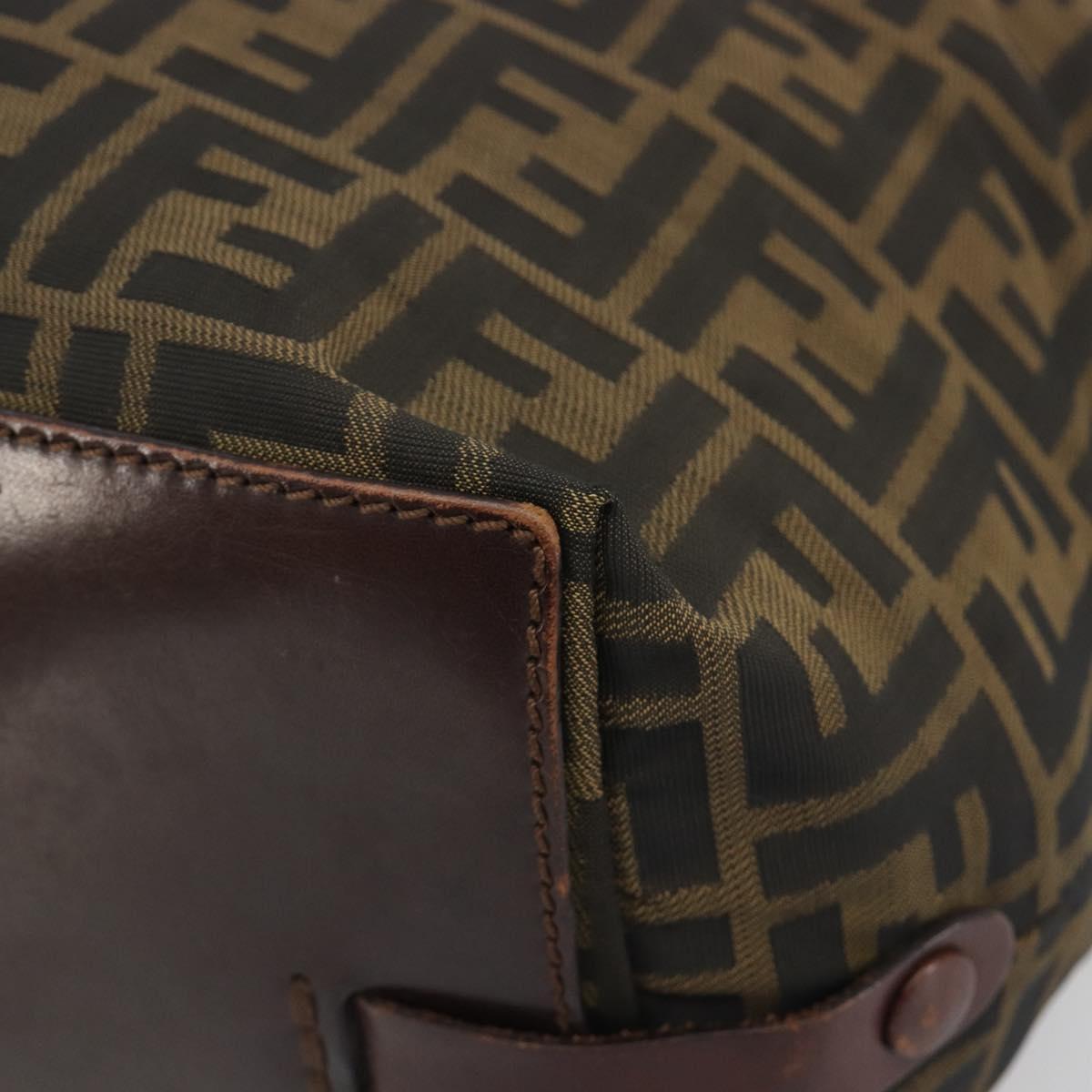 FENDI Zucca Canvas Hand Bag Black Brown Auth 190346