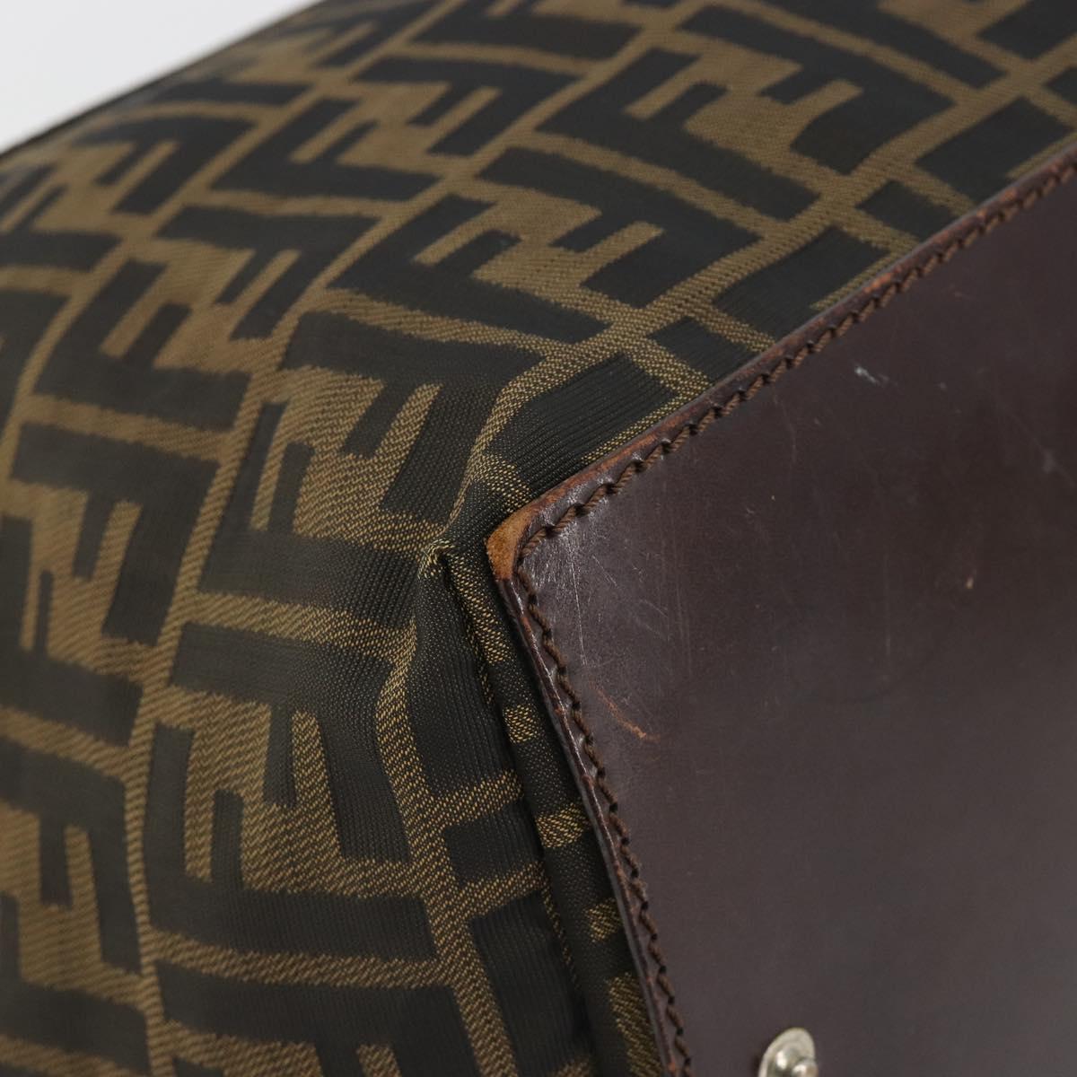 FENDI Zucca Canvas Hand Bag Black Brown Auth 190346