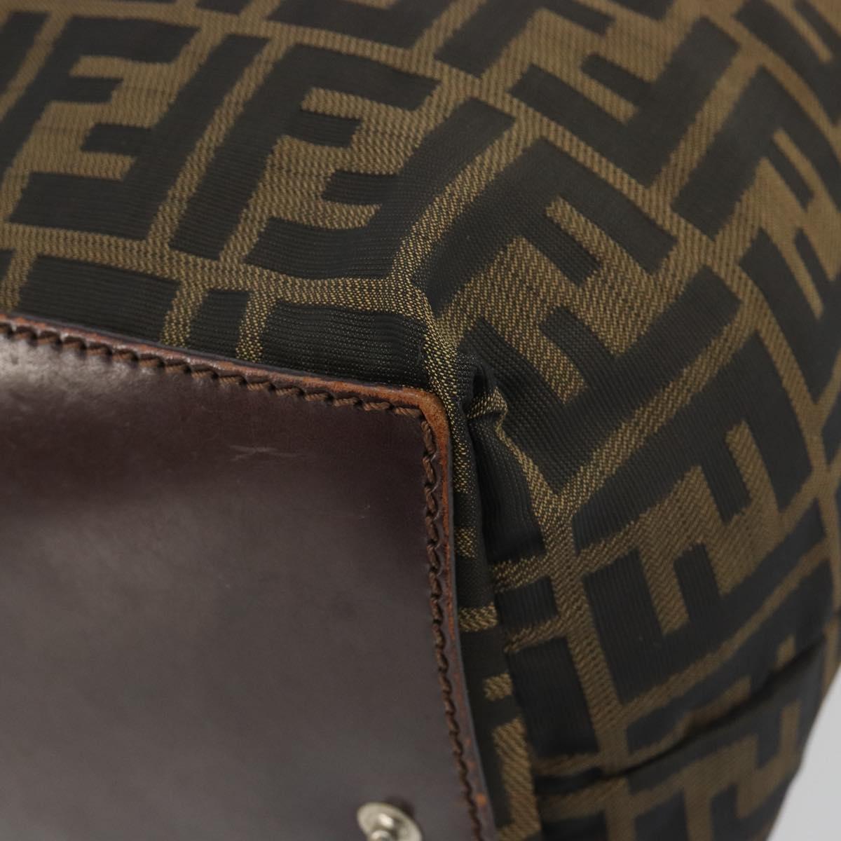 FENDI Zucca Canvas Hand Bag Black Brown Auth 190346