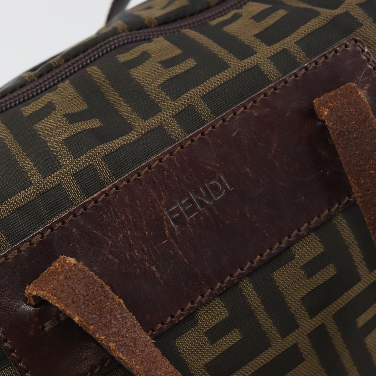 FENDI Zucca Canvas Hand Bag Black Brown Auth 190346
