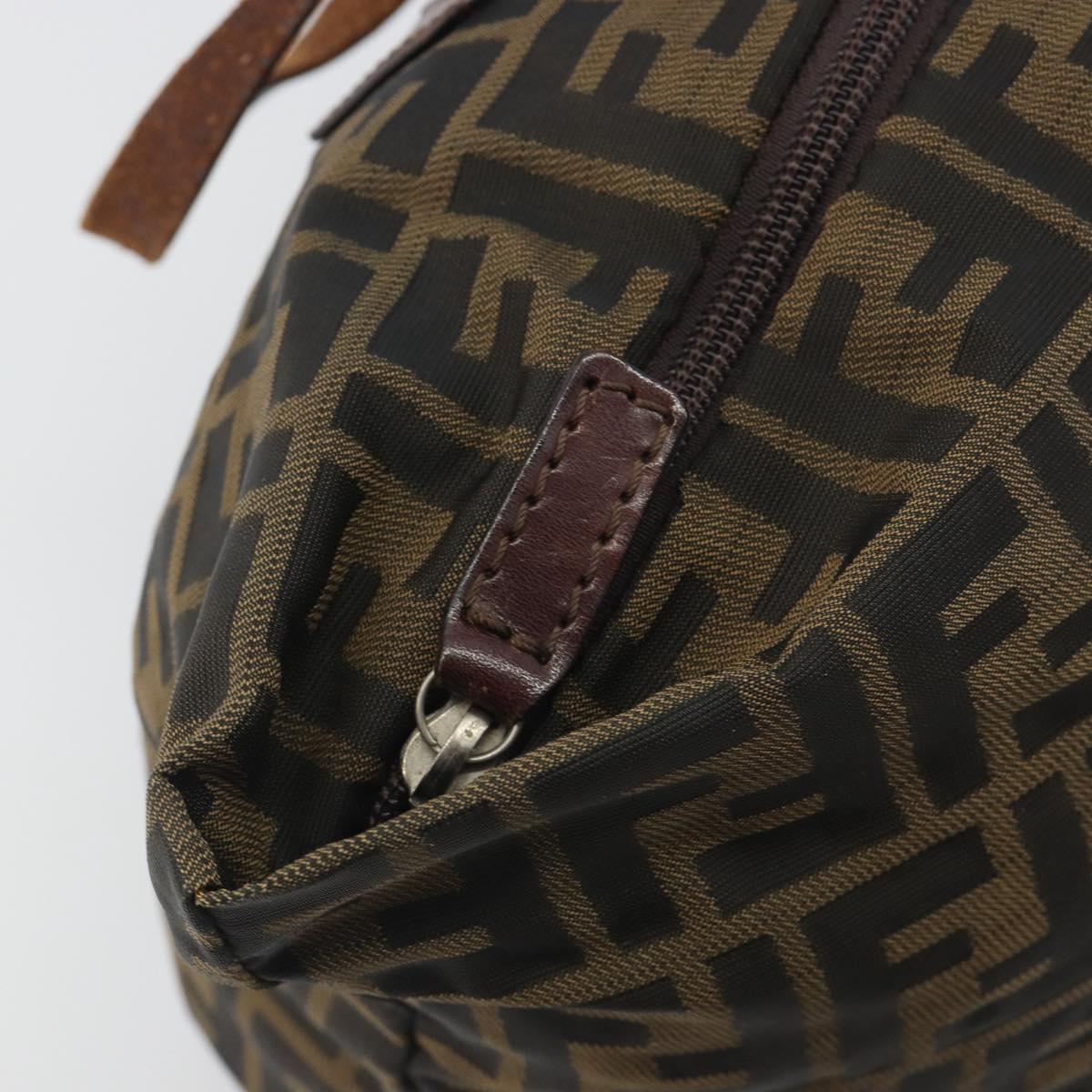 FENDI Zucca Canvas Hand Bag Black Brown Auth 190346