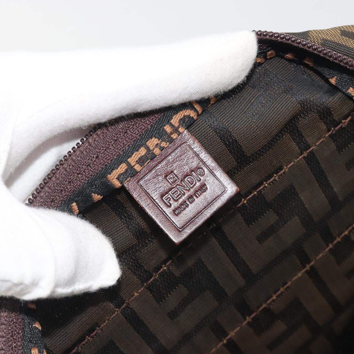 FENDI Zucca Canvas Hand Bag Black Brown Auth 190346