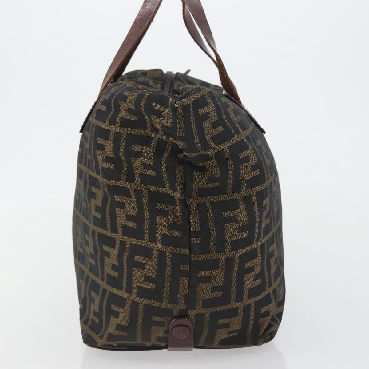 FENDI Zucca Canvas Hand Bag Black Brown Auth 190346