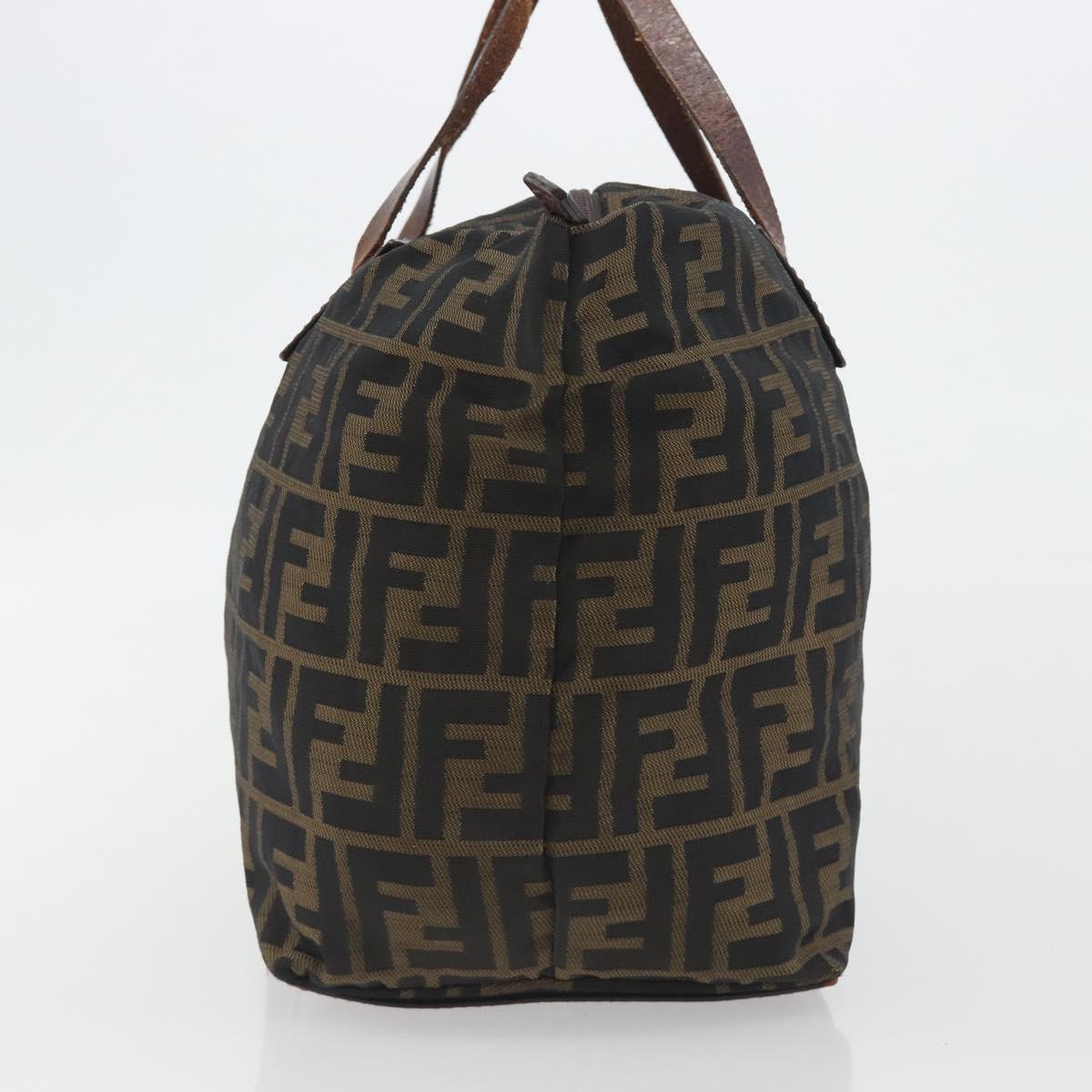 FENDI Zucca Canvas Hand Bag Black Brown Auth 190346