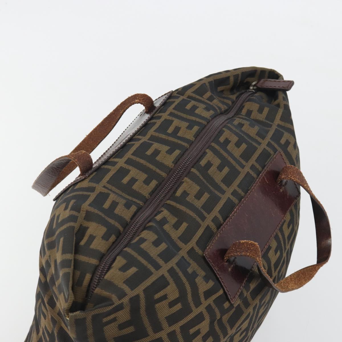 FENDI Zucca Canvas Hand Bag Black Brown Auth 190346