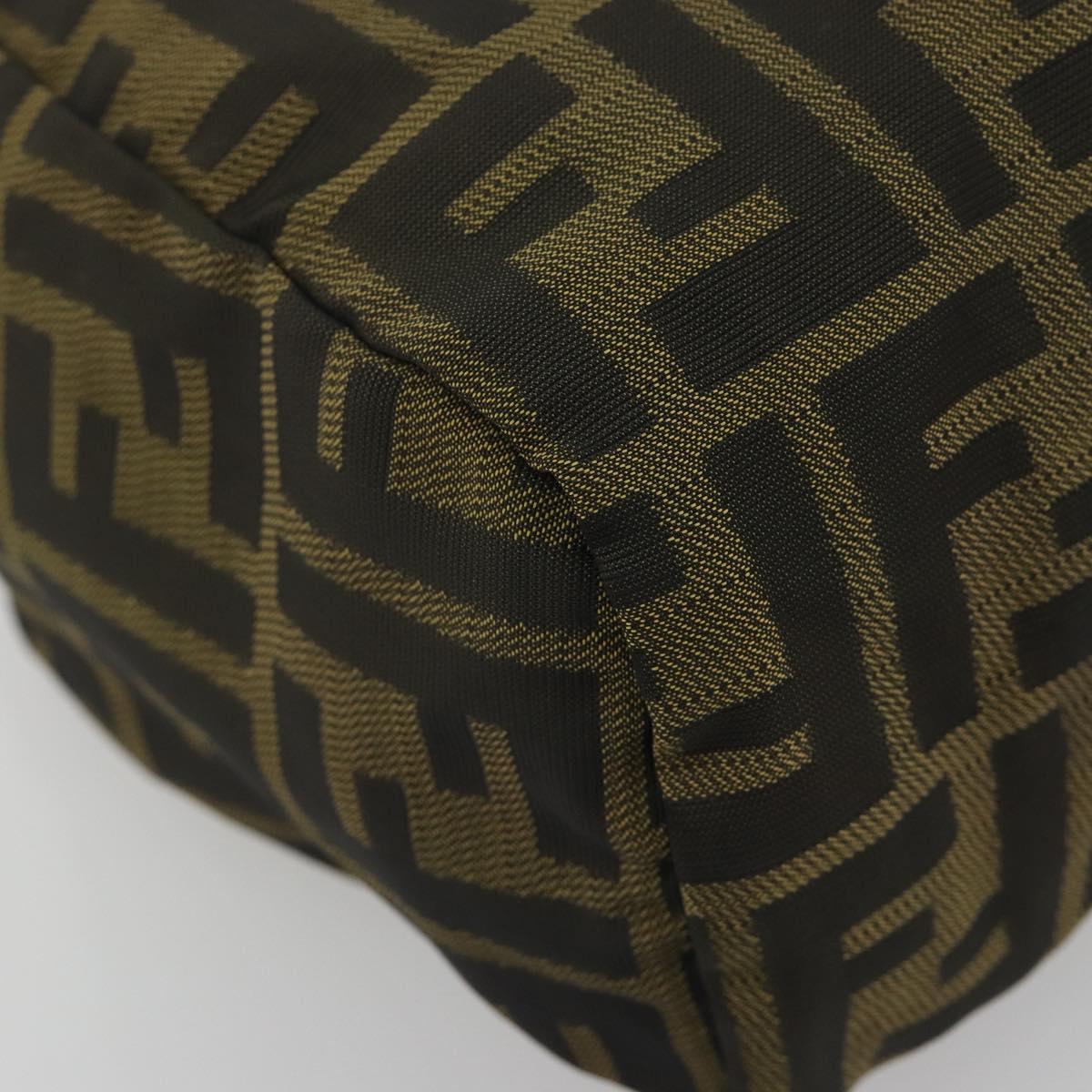 FENDI Zucca Canvas Hand Bag Black Brown Auth 190347