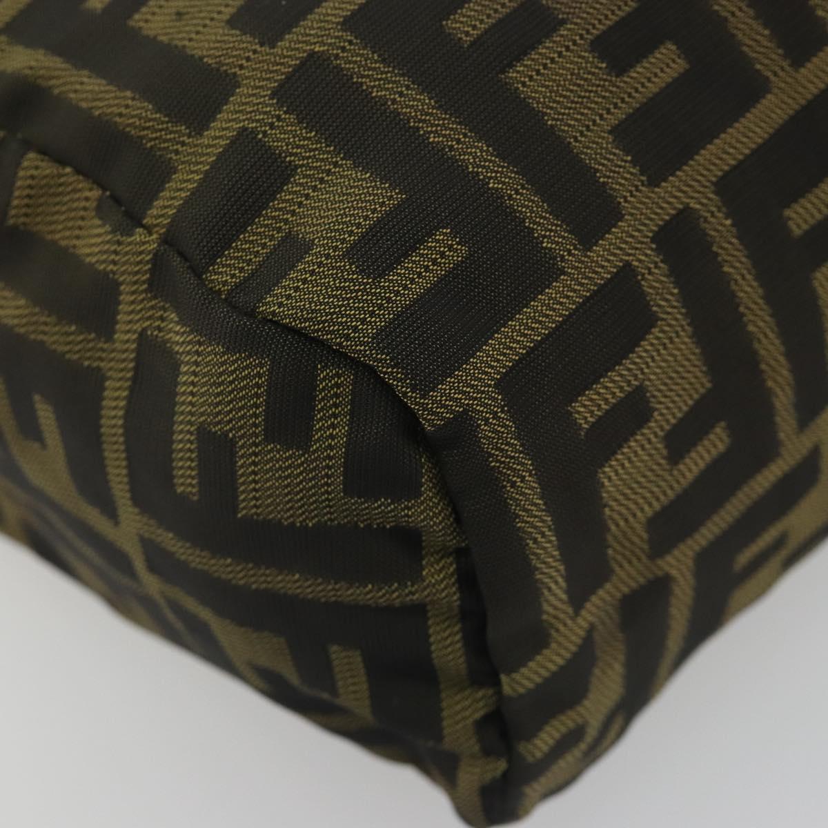 FENDI Zucca Canvas Hand Bag Black Brown Auth 190347