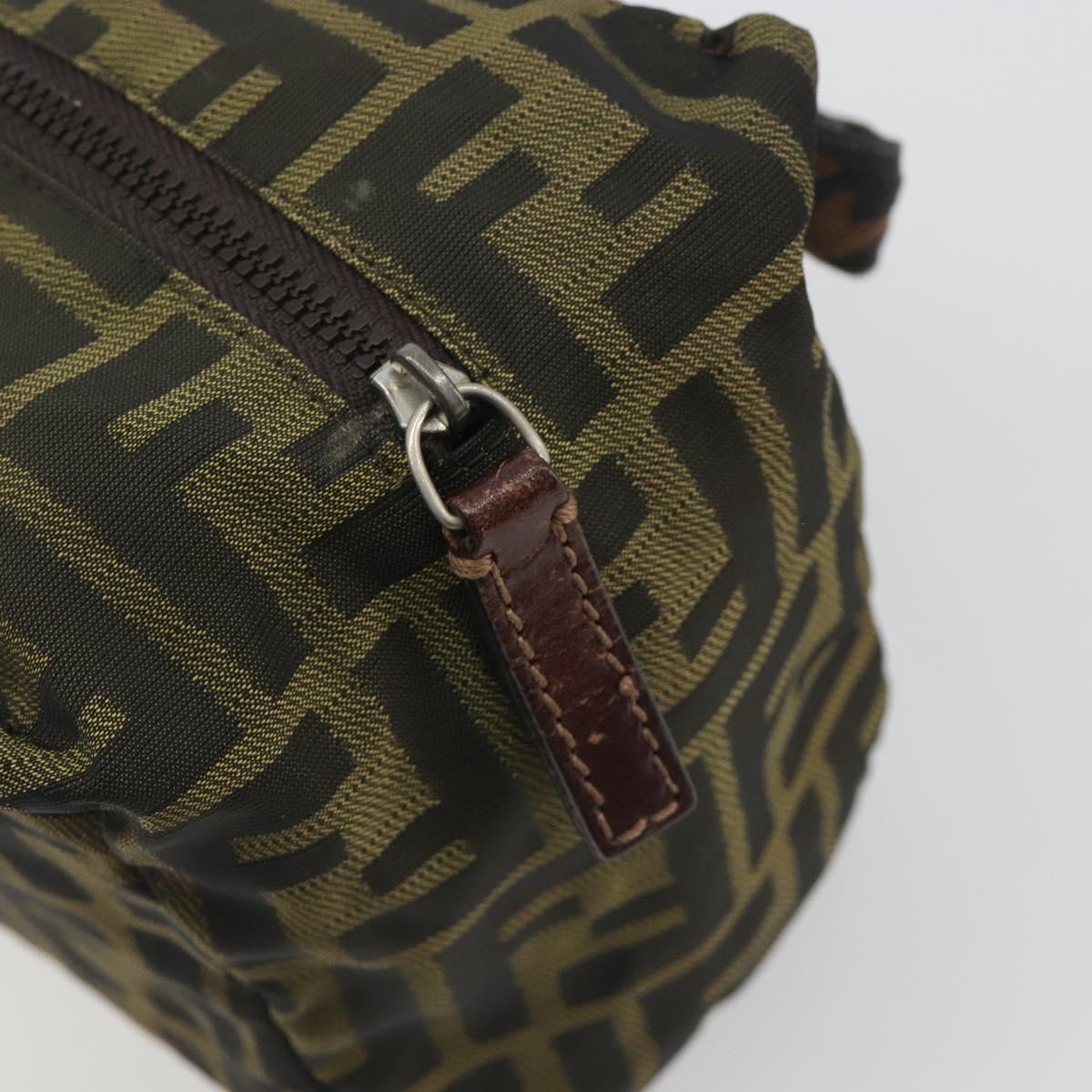 FENDI Zucca Canvas Hand Bag Black Brown Auth 190347
