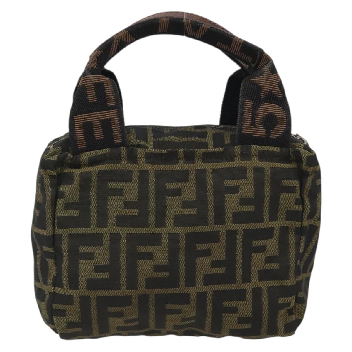 FENDI Zucca Canvas Hand Bag Black Brown Auth 190347