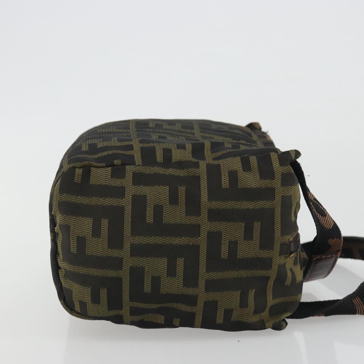 FENDI Zucca Canvas Hand Bag Black Brown Auth 190347
