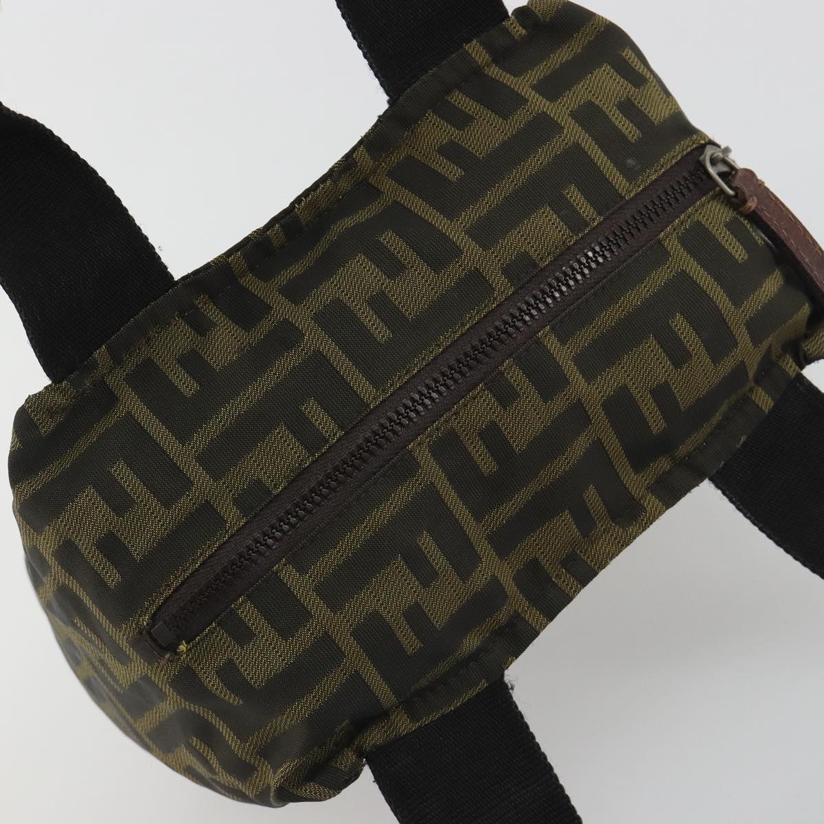 FENDI Zucca Canvas Hand Bag Black Brown Auth 190347
