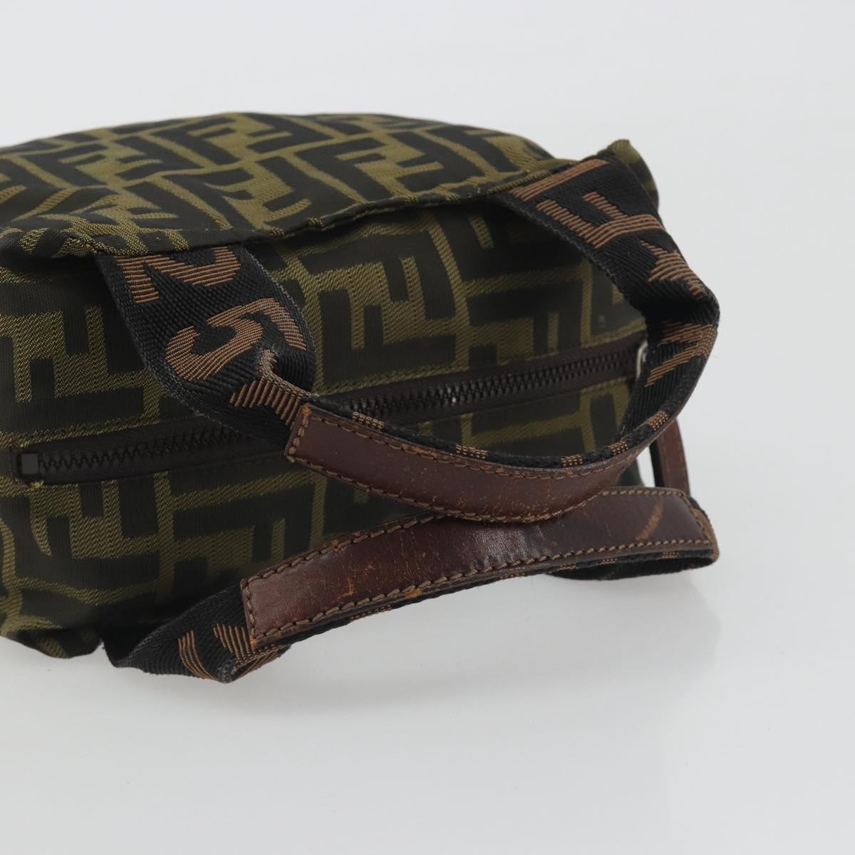 FENDI Zucca Canvas Hand Bag Black Brown Auth 190347