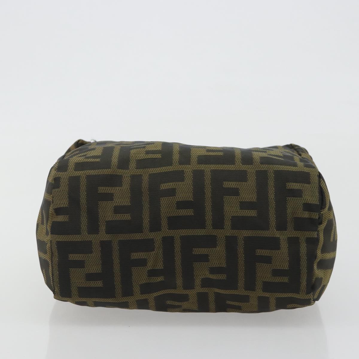 FENDI Zucca Canvas Hand Bag Black Brown Auth 190347