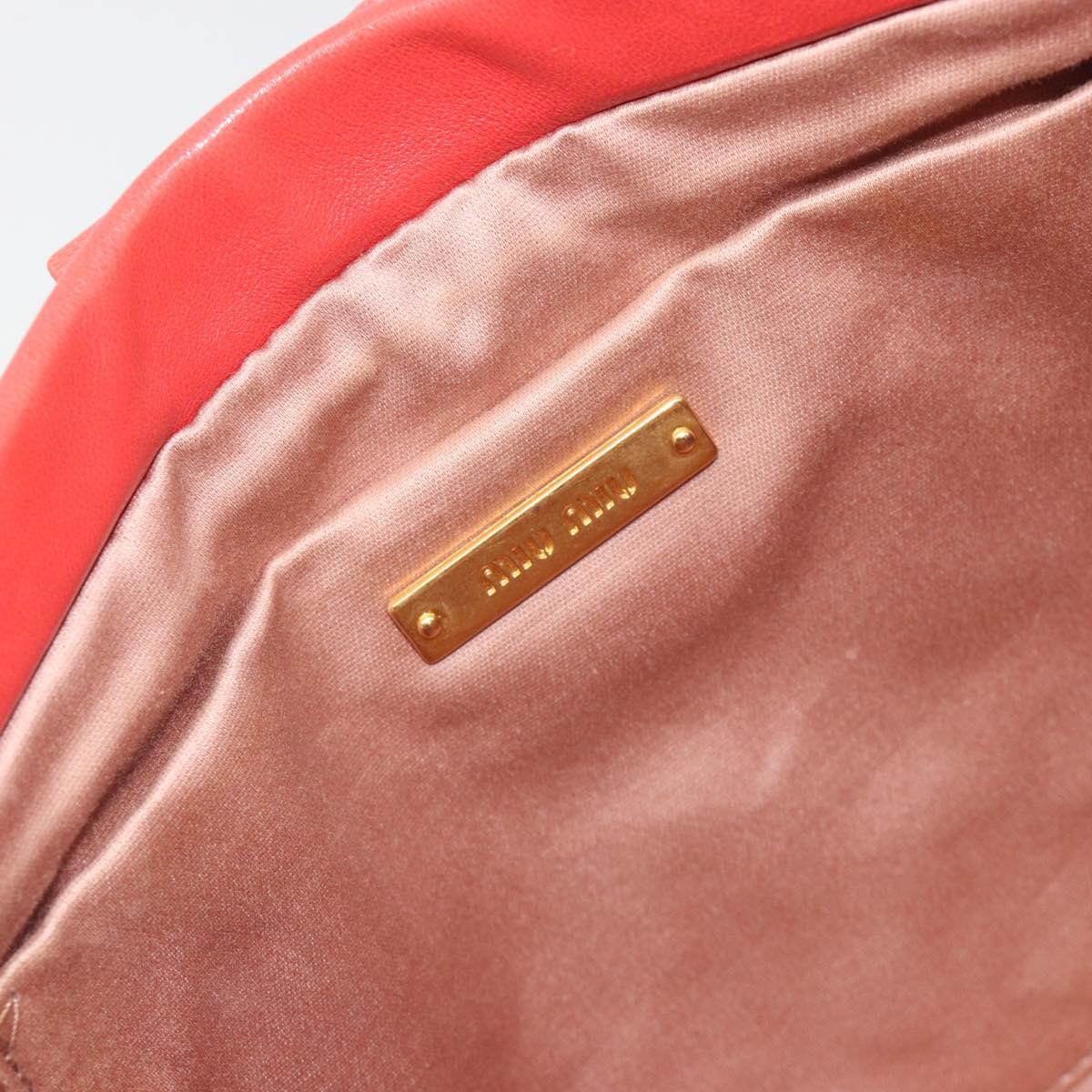 Miu Miu Matelasse Shoulder Bag Leather Red Gold Auth 190348A
