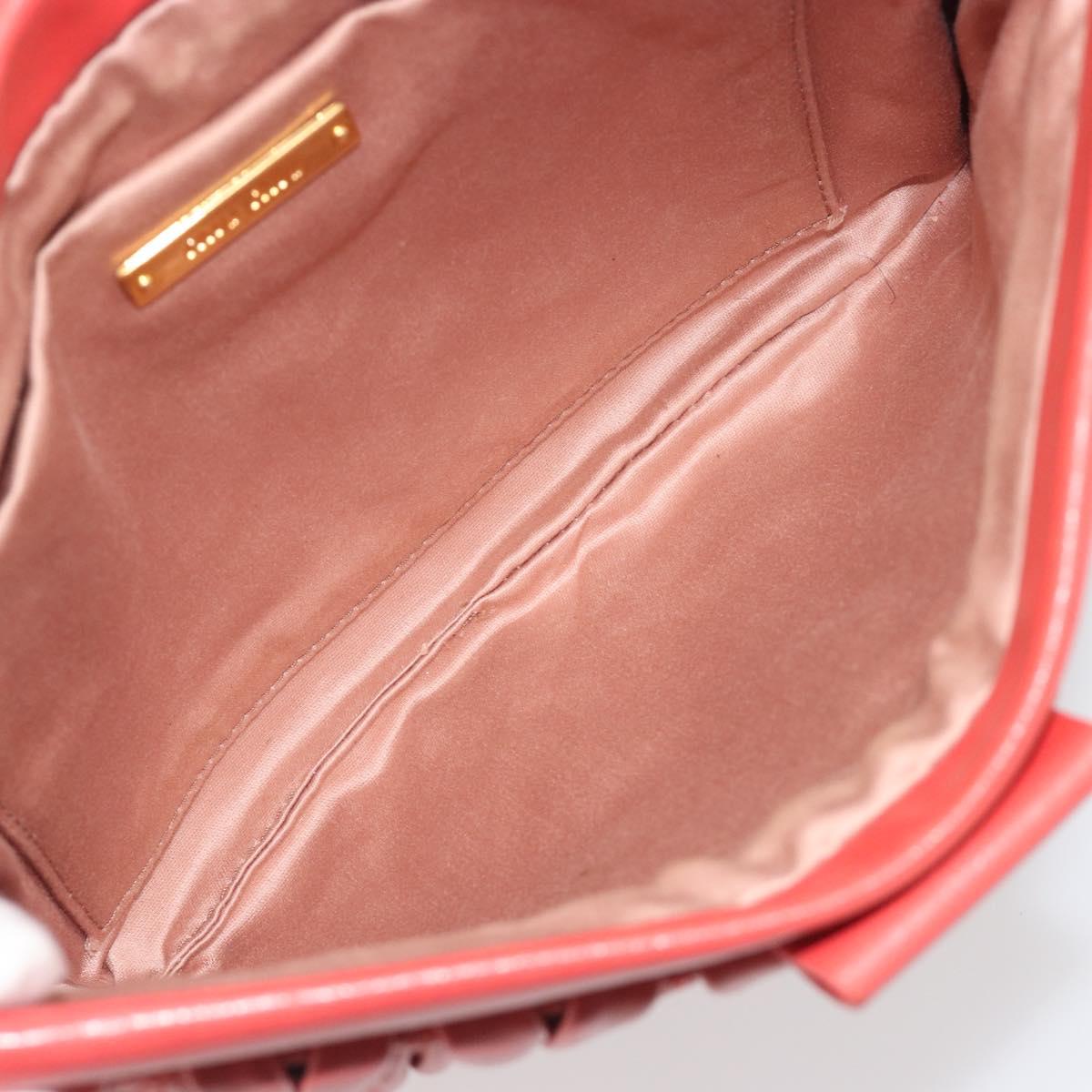 Miu Miu Matelasse Shoulder Bag Leather Red Gold Auth 190348A