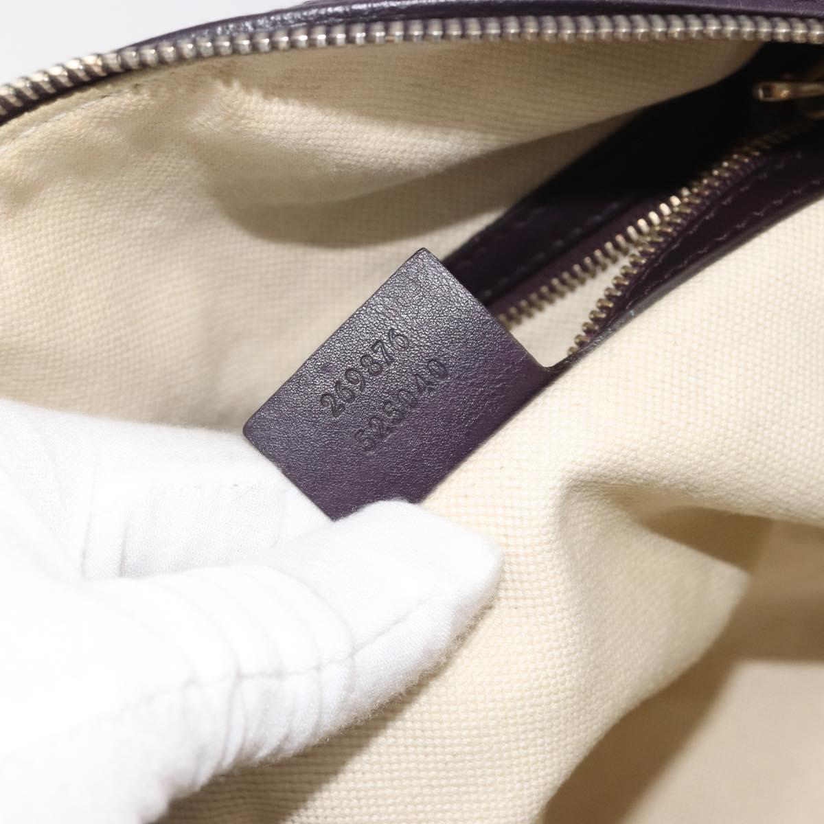 GUCCI GG Canvas Guccissima Boston Bag Leather Purple Gold 269876 Auth 190349A