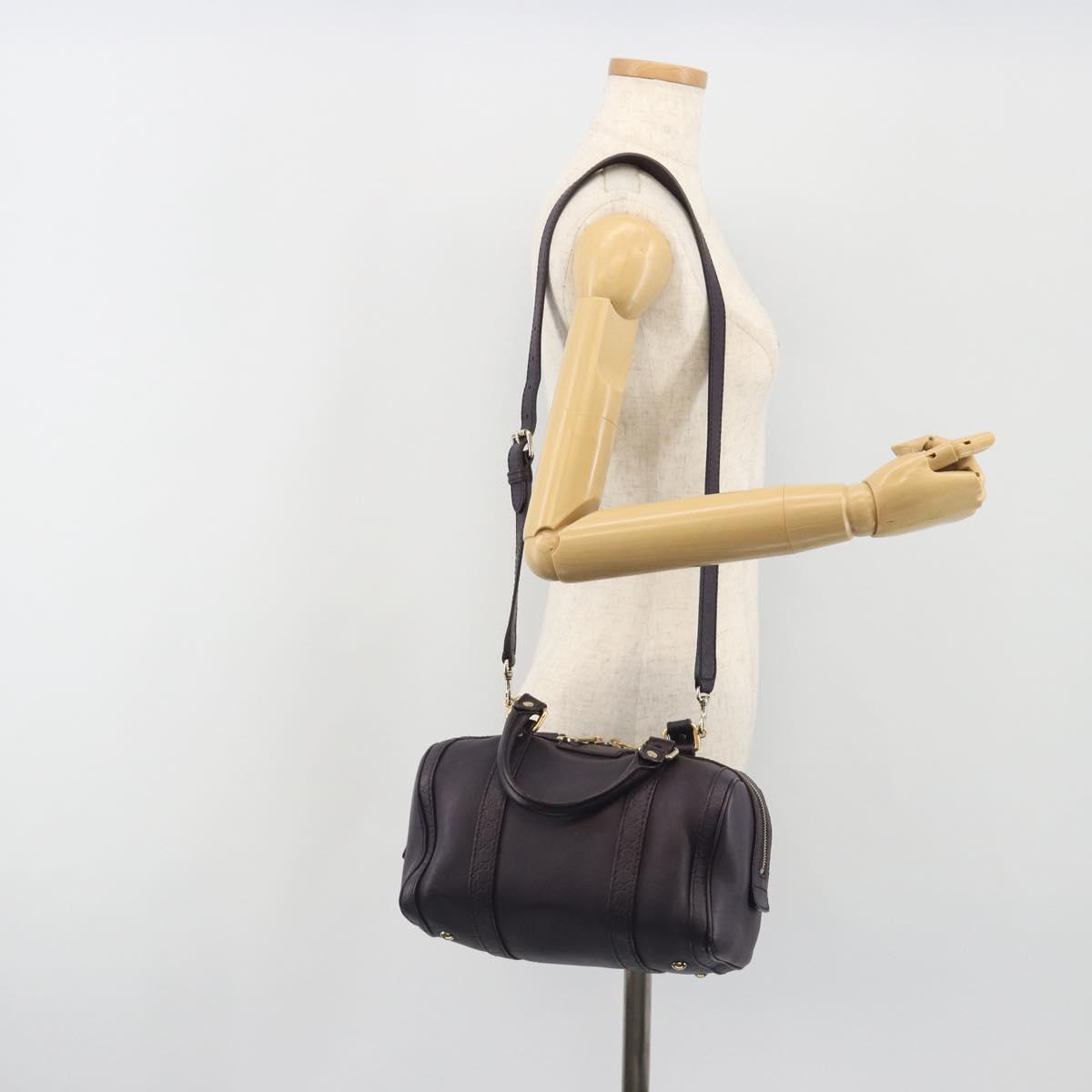 GUCCI GG Canvas Guccissima Boston Bag Leather Purple Gold 269876 Auth 190349A