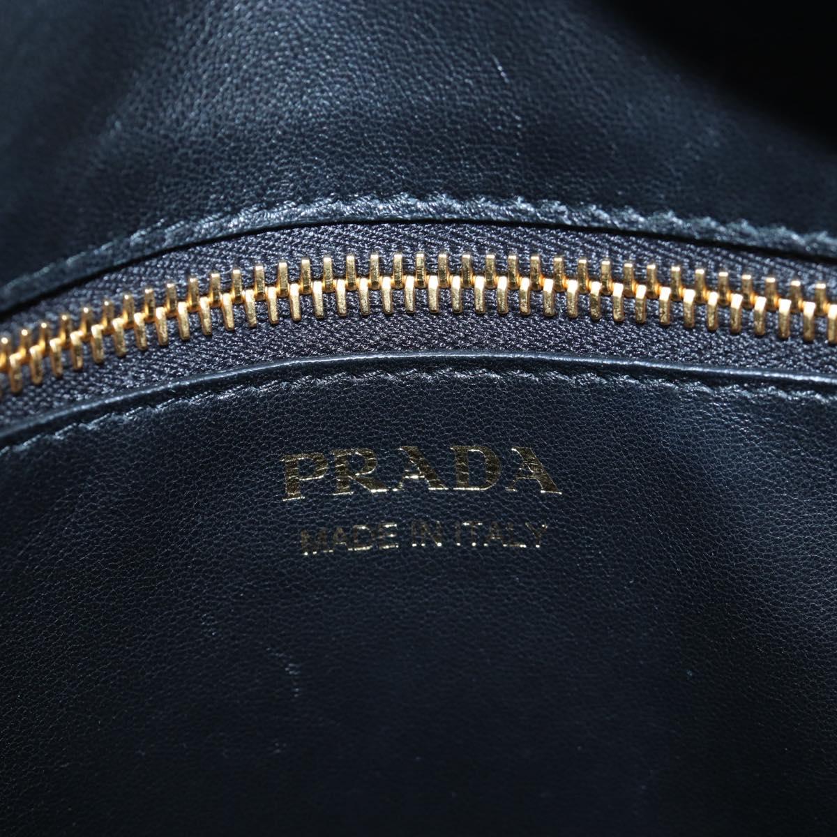PRADA Shoulder Bag Leather Black Gold Auth 190350V