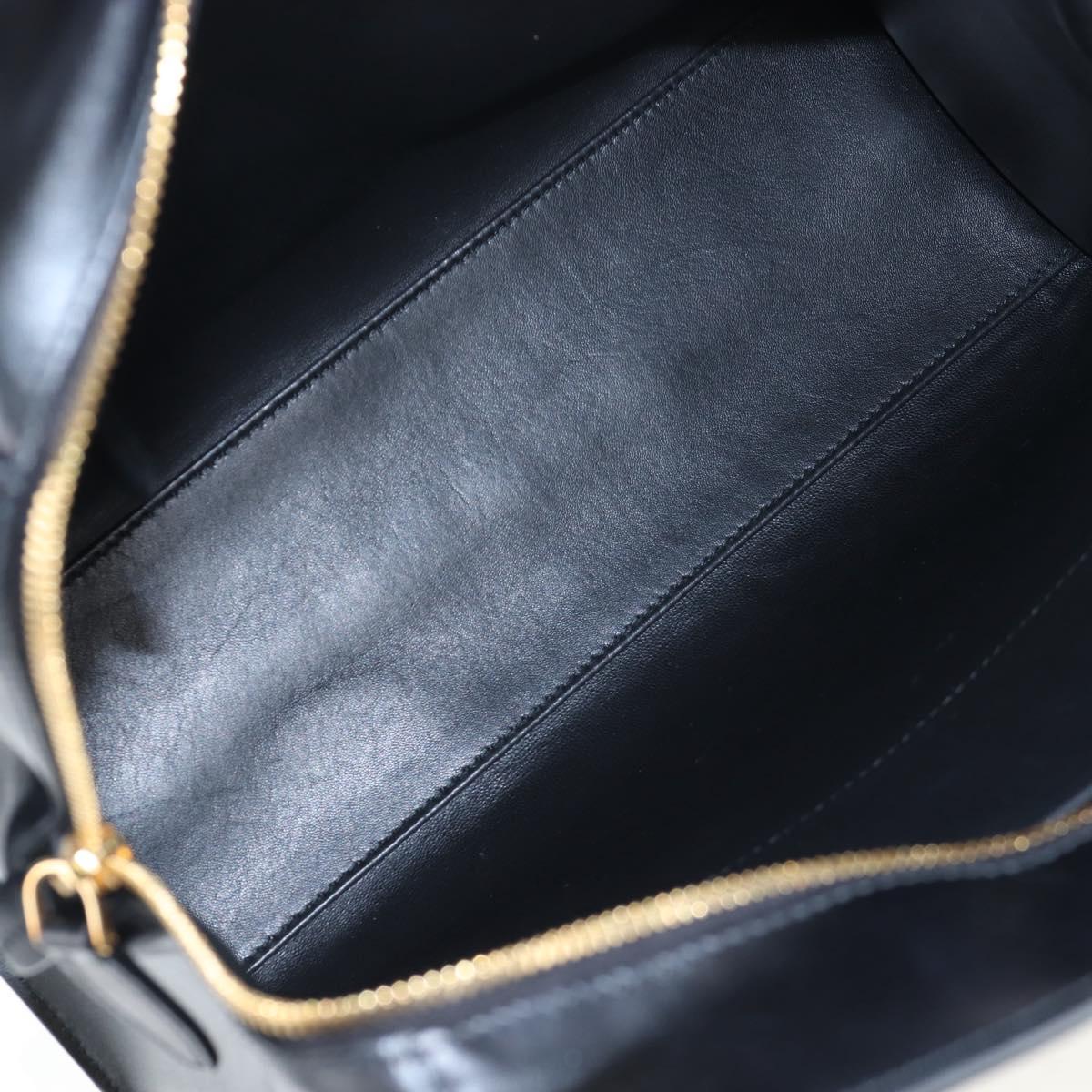 PRADA Shoulder Bag Leather Black Gold Auth 190350V