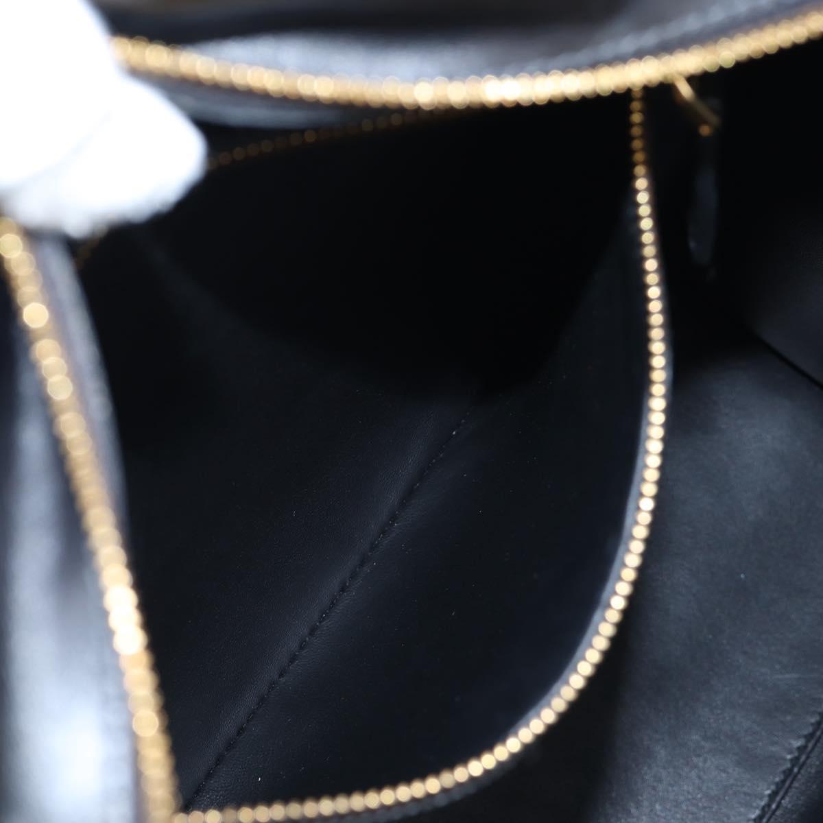 PRADA Shoulder Bag Leather Black Gold Auth 190350V