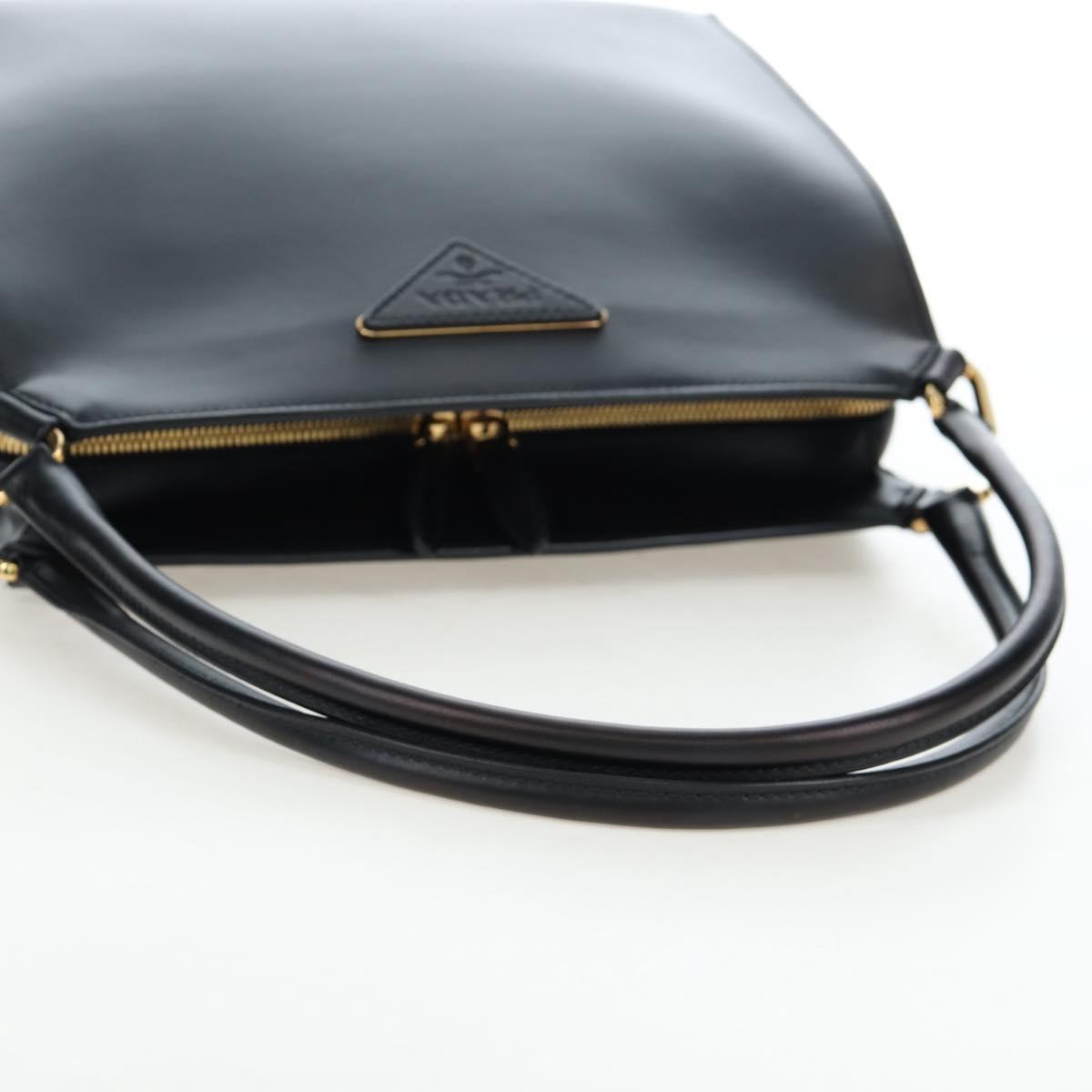 PRADA Shoulder Bag Leather Black Gold Auth 190350V