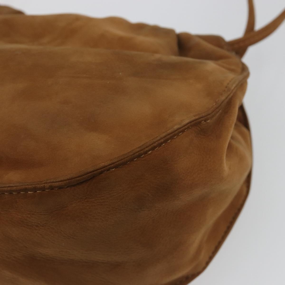LOEWE Shoulder Bag Suede Brown Gold Auth 190351A