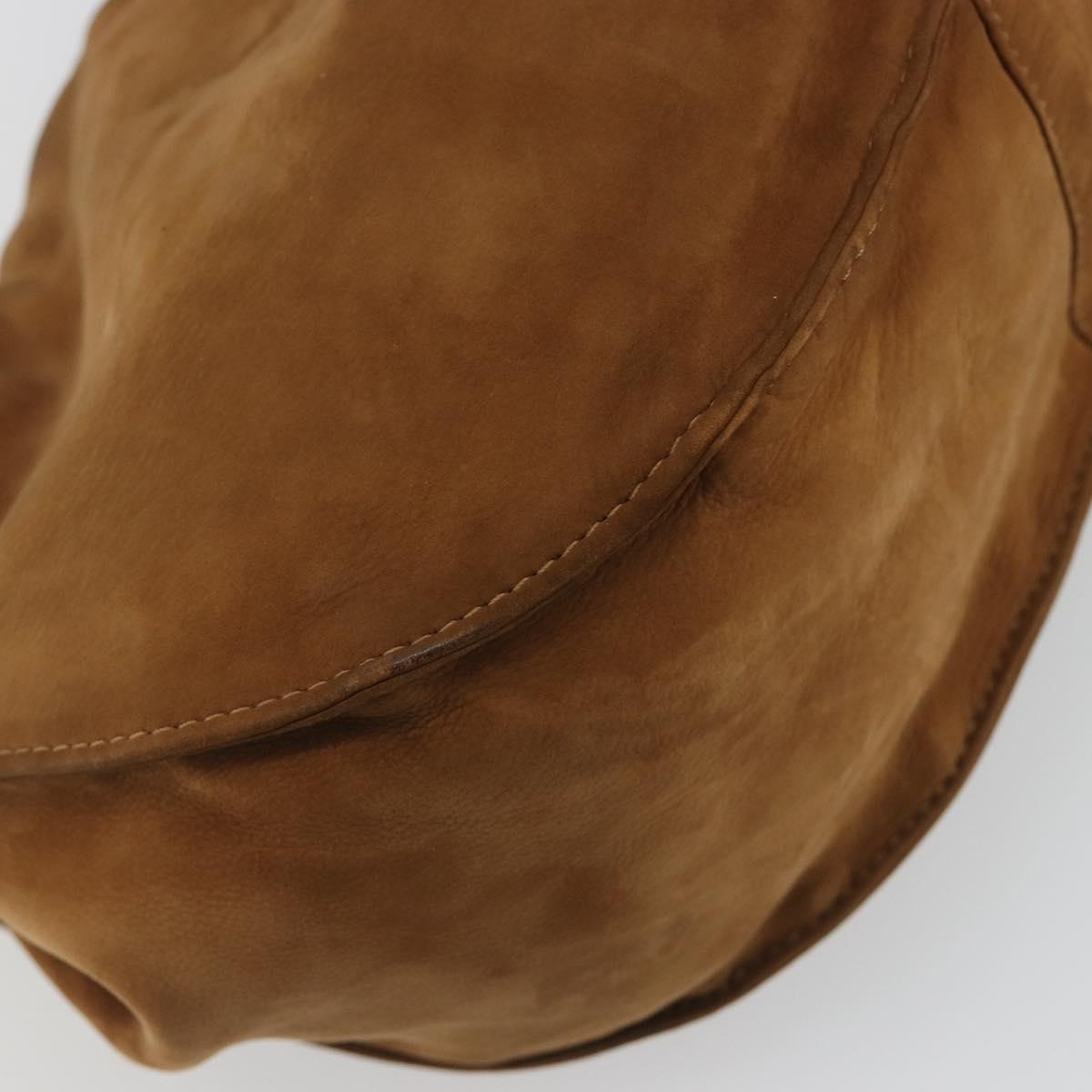 LOEWE Shoulder Bag Suede Brown Gold Auth 190351A