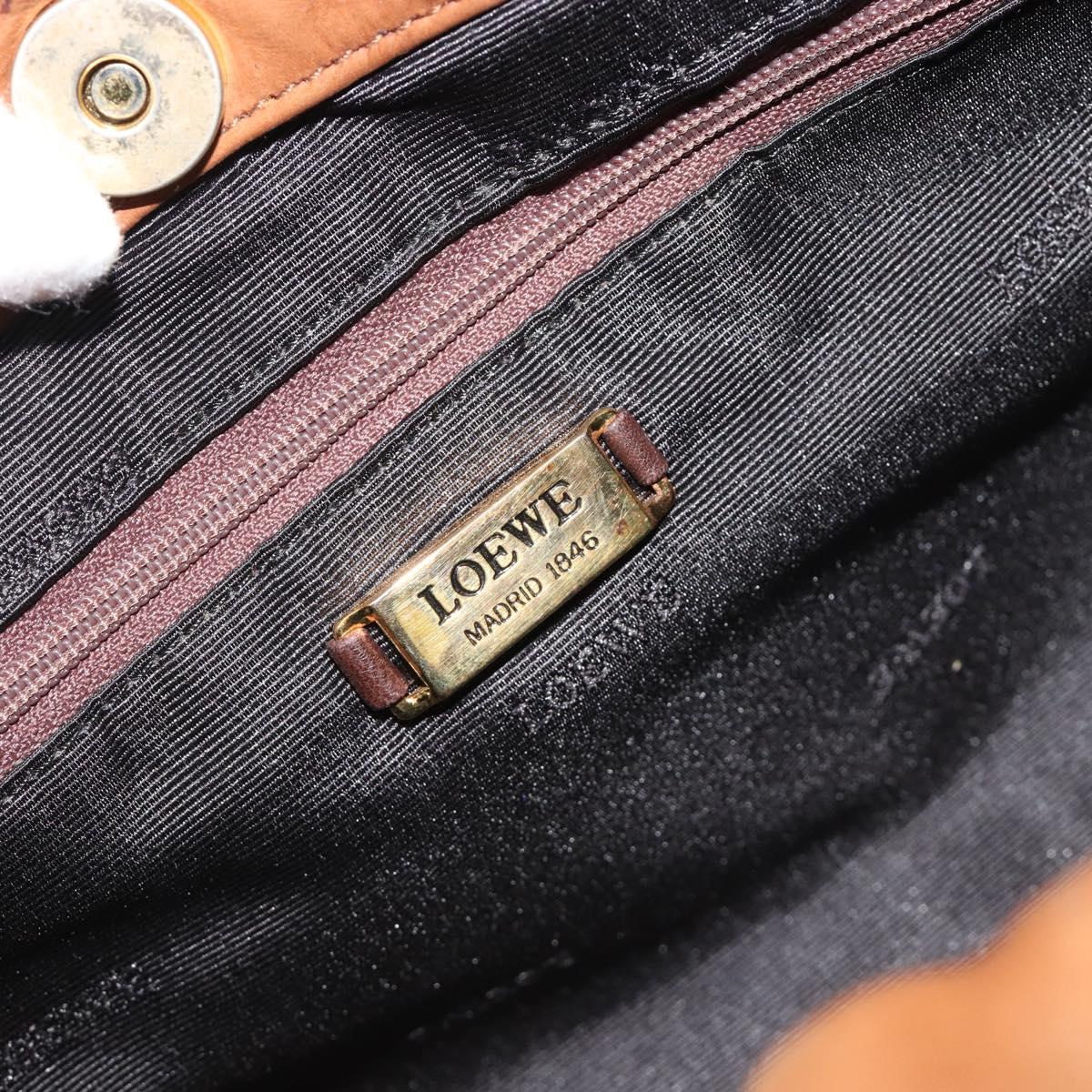 LOEWE Shoulder Bag Suede Brown Gold Auth 190351A