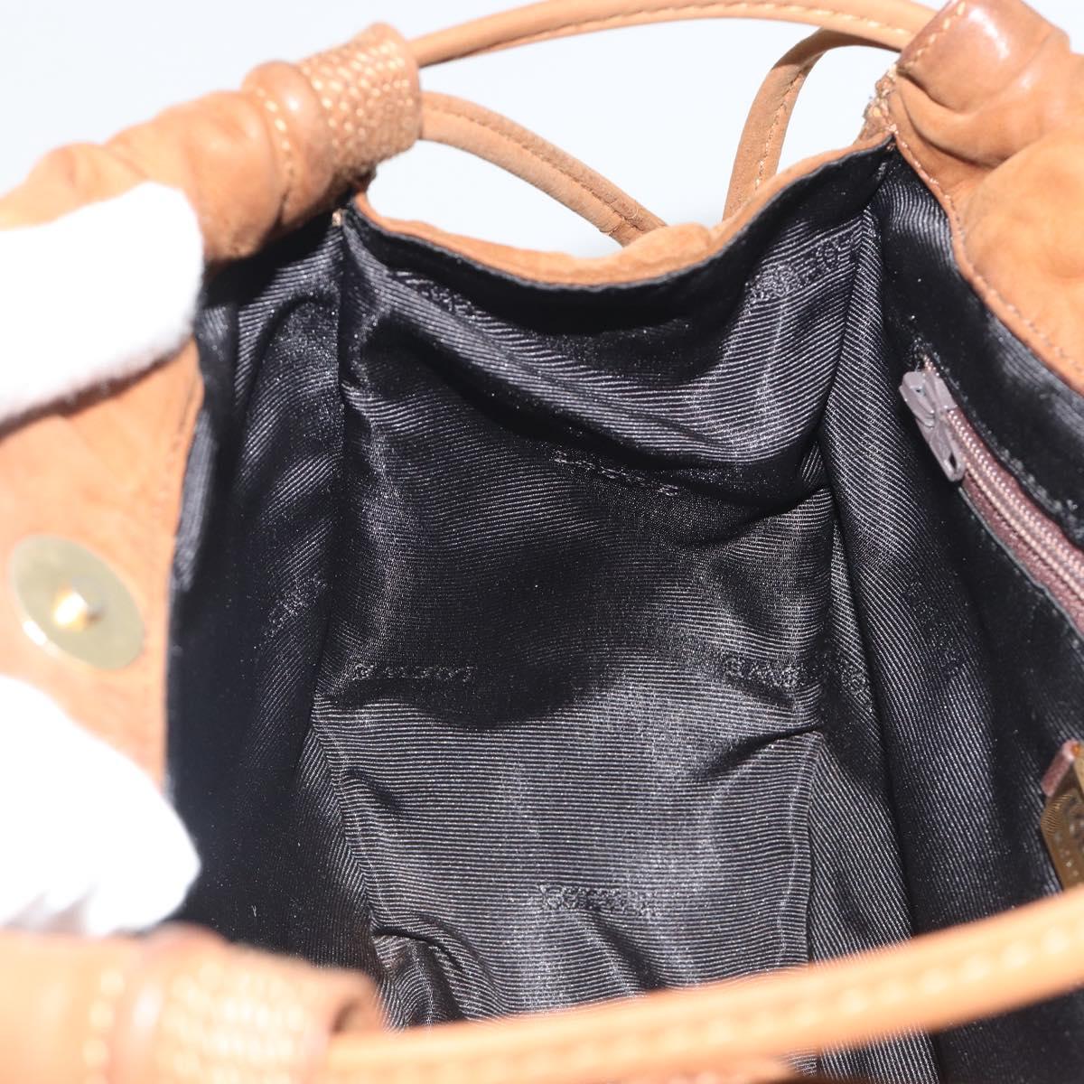 LOEWE Shoulder Bag Suede Brown Gold Auth 190351A