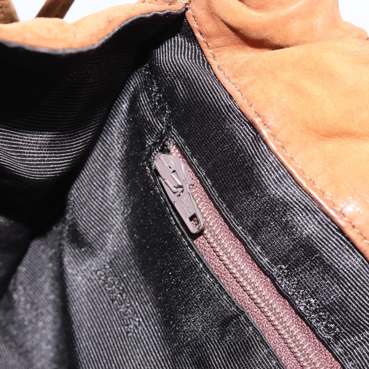 LOEWE Shoulder Bag Suede Brown Gold Auth 190351A