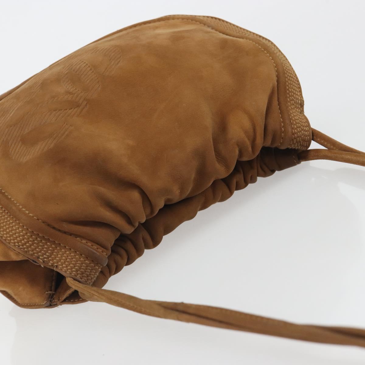 LOEWE Shoulder Bag Suede Brown Gold Auth 190351A