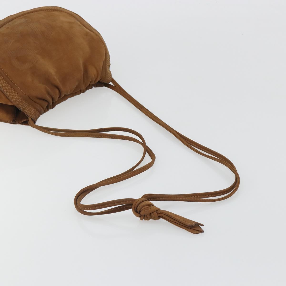 LOEWE Shoulder Bag Suede Brown Gold Auth 190351A