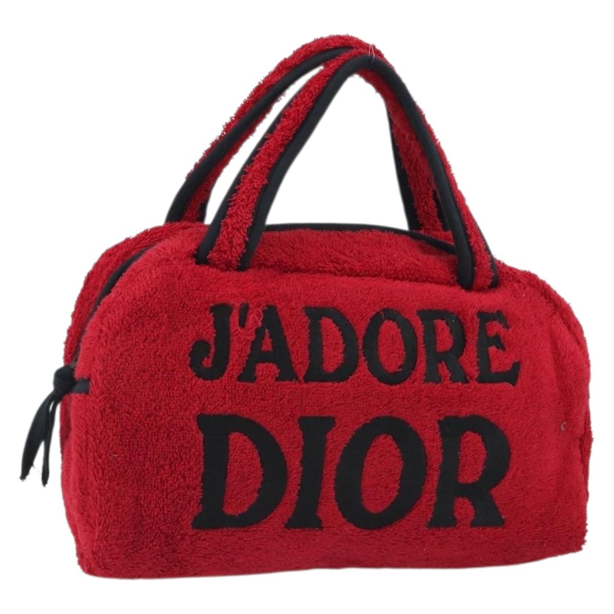 Christian Dior Hand Bag Pile Red Auth 190355A