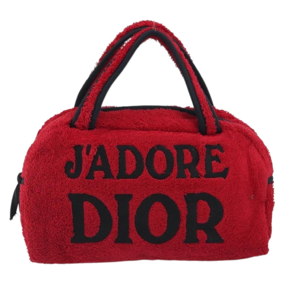 Christian Dior Hand Bag Pile Red Auth 190355A