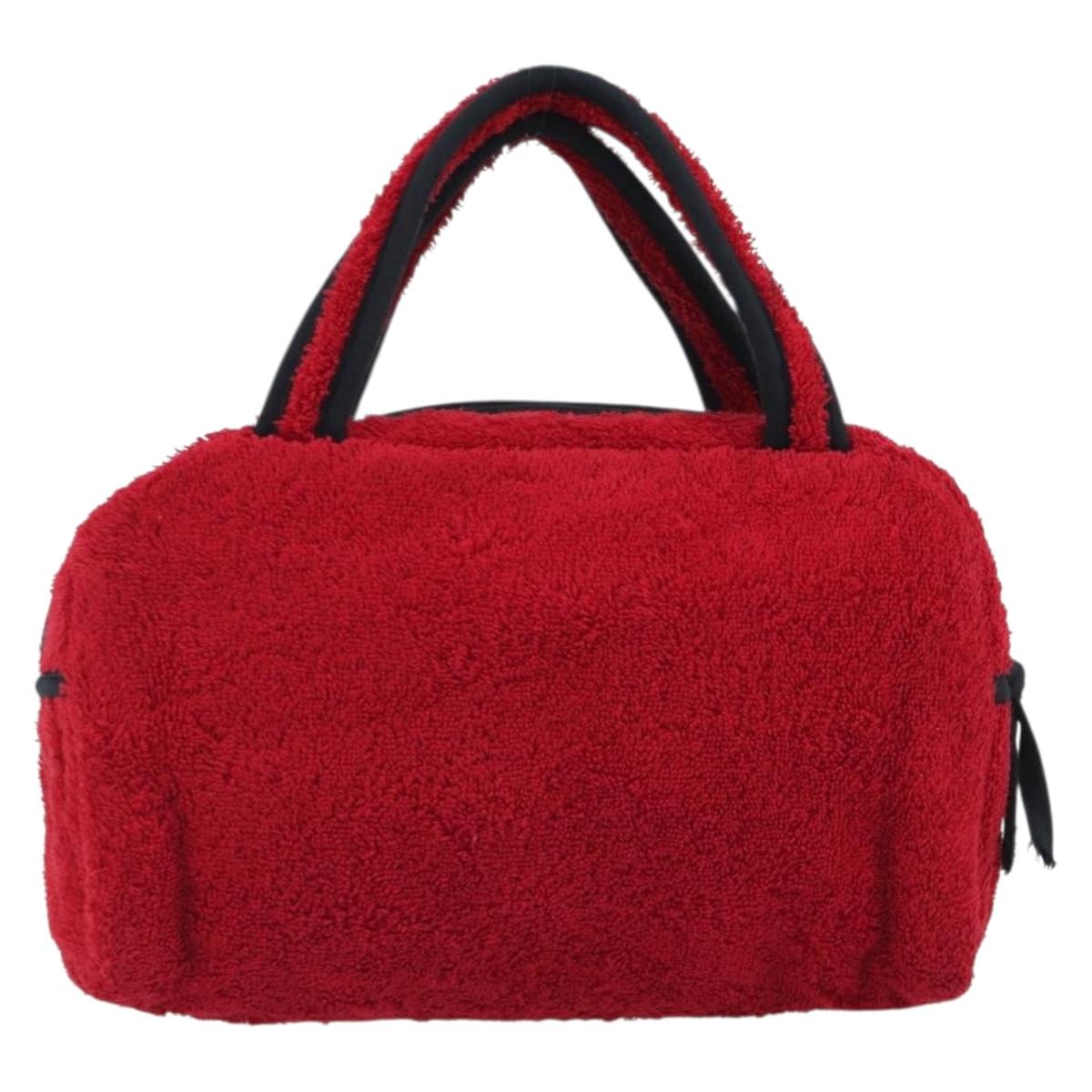 Christian Dior Hand Bag Pile Red Auth 190355A