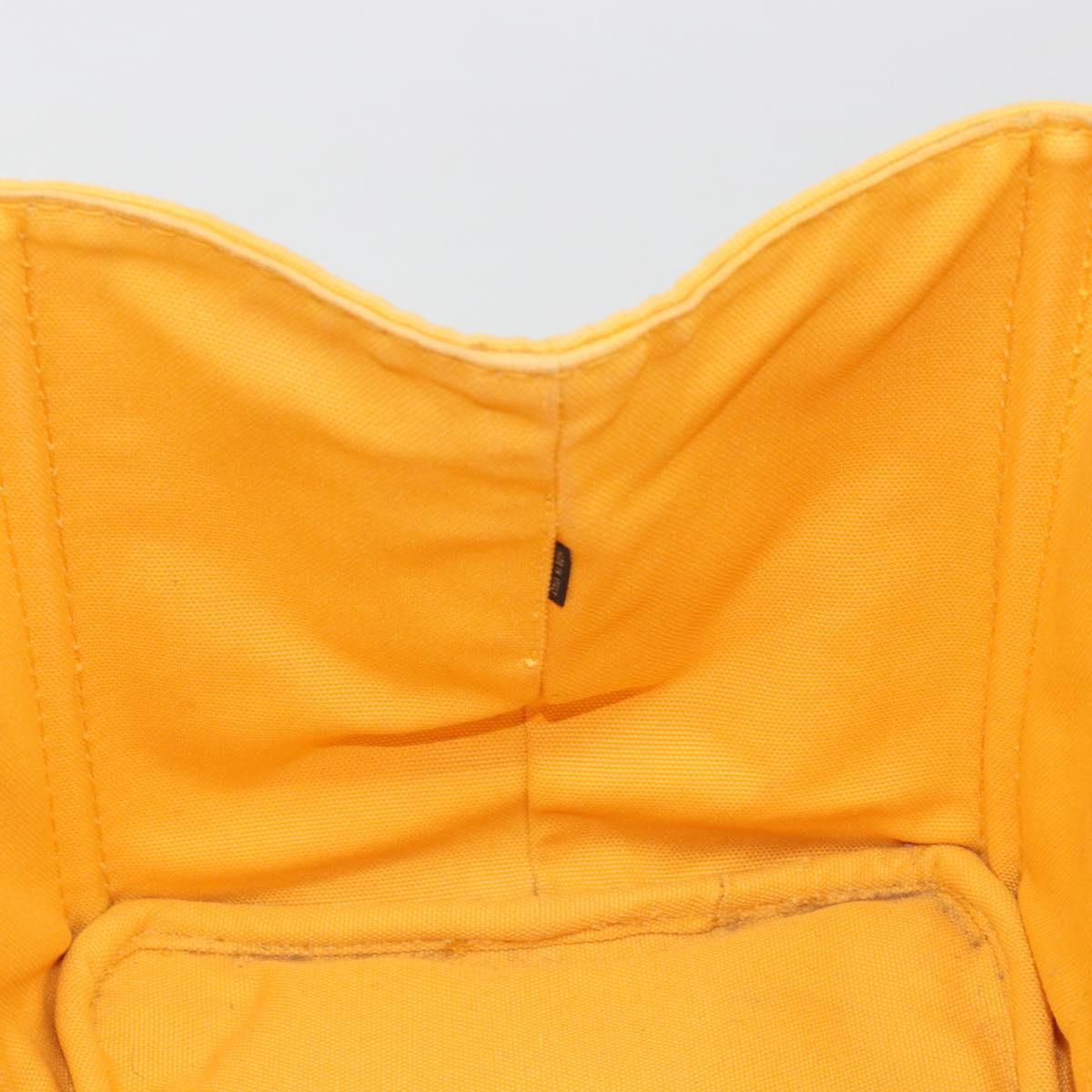 PRADA Canapa M Hand Bag Canvas Yellow Gold Auth 190356A