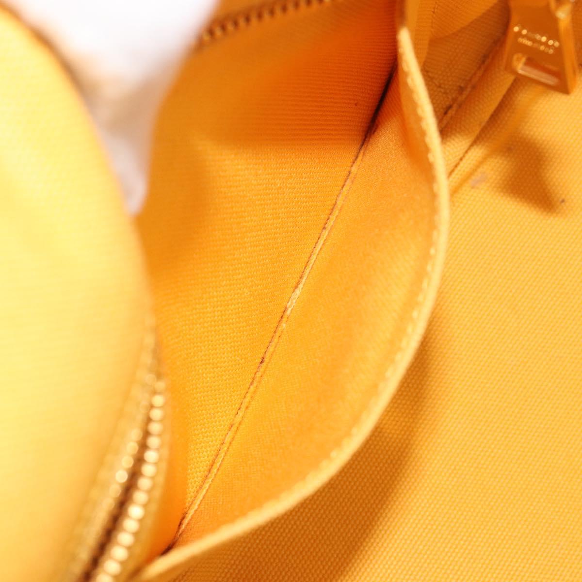 PRADA Canapa M Hand Bag Canvas Yellow Gold Auth 190356A