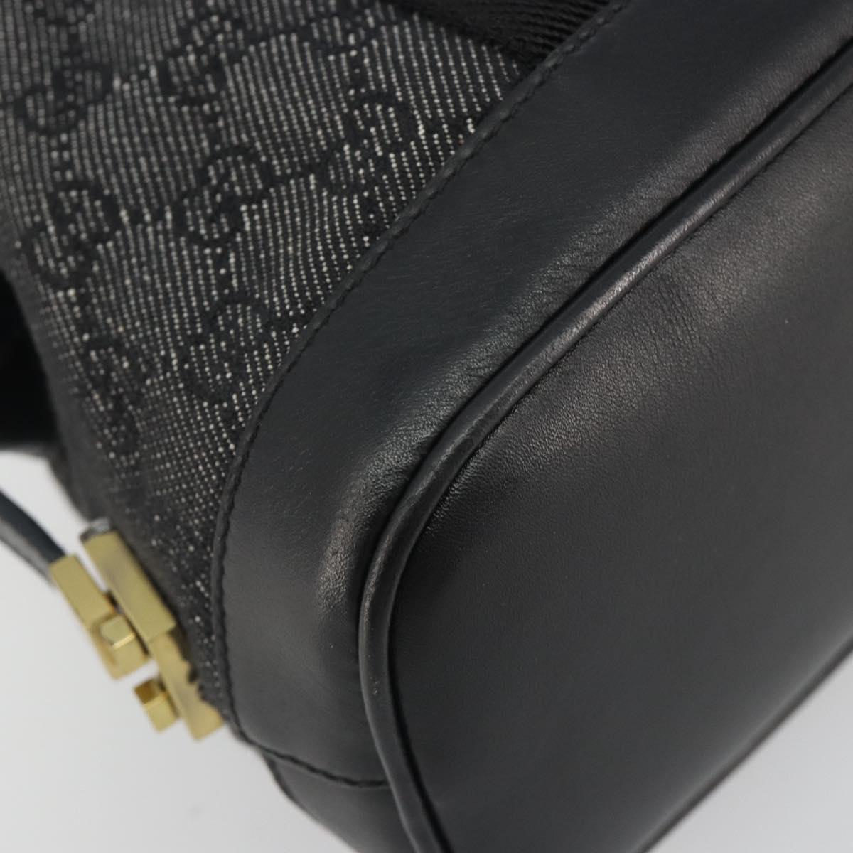 GUCCI GG Canvas Hand Bag Black Gold 92734 Auth 190358A