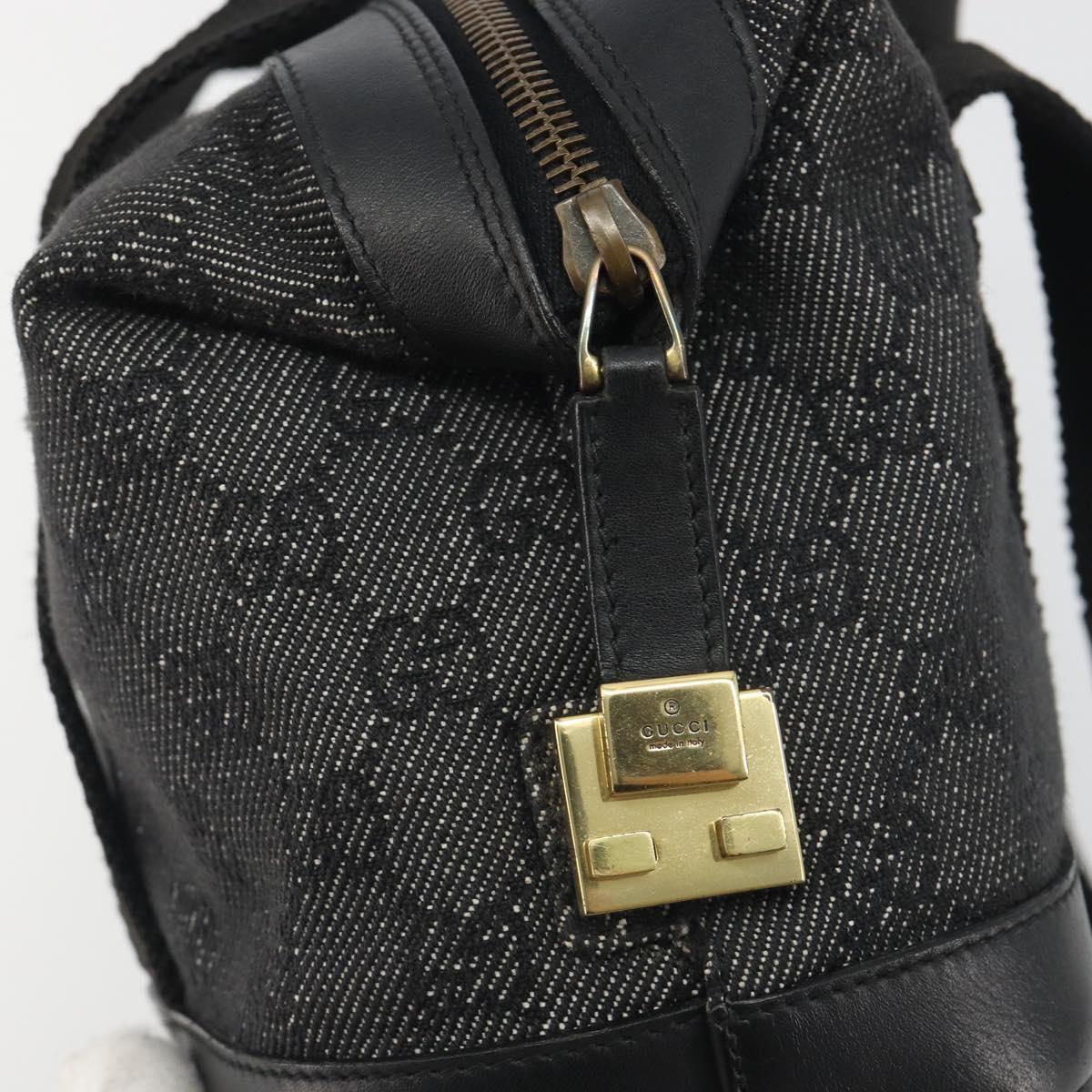 GUCCI GG Canvas Hand Bag Black Gold 92734 Auth 190358A