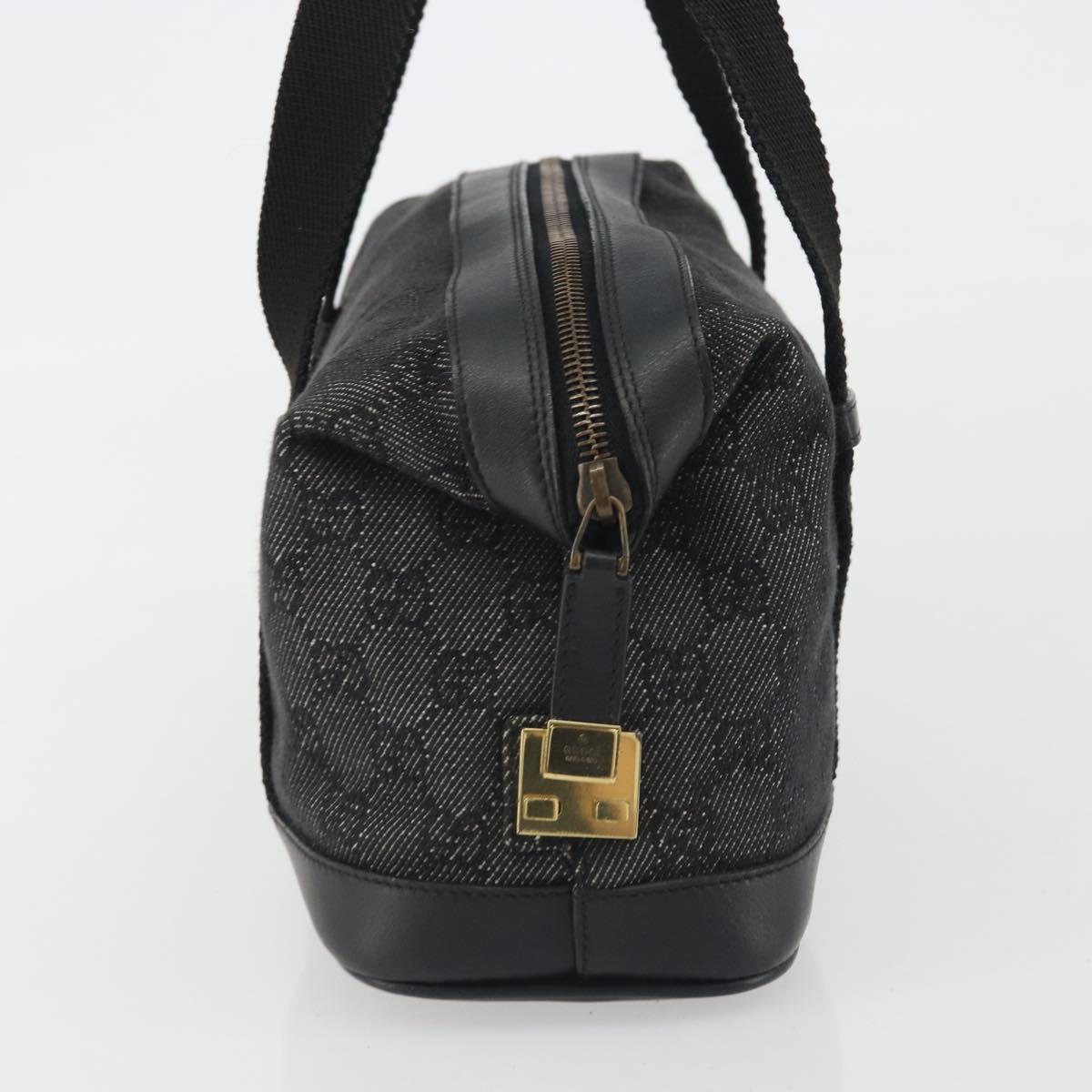 GUCCI GG Canvas Hand Bag Black Gold 92734 Auth 190358A