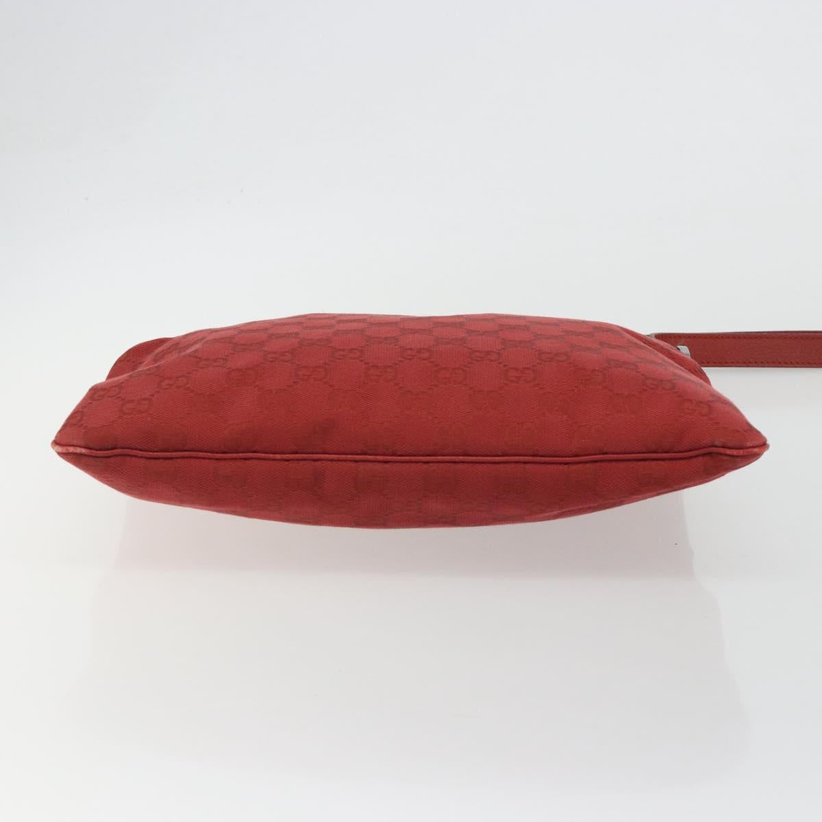 GUCCI GG Canvas Shoulder Bag Red Silver 113013 Auth 190359