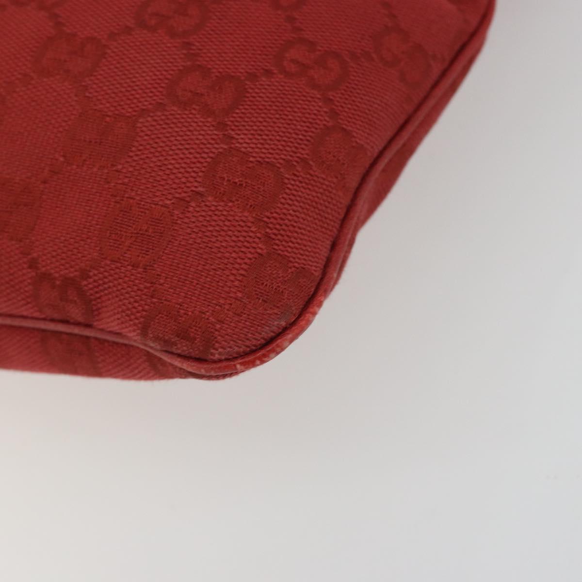 GUCCI GG Canvas Shoulder Bag Red Silver 113013 Auth 190359