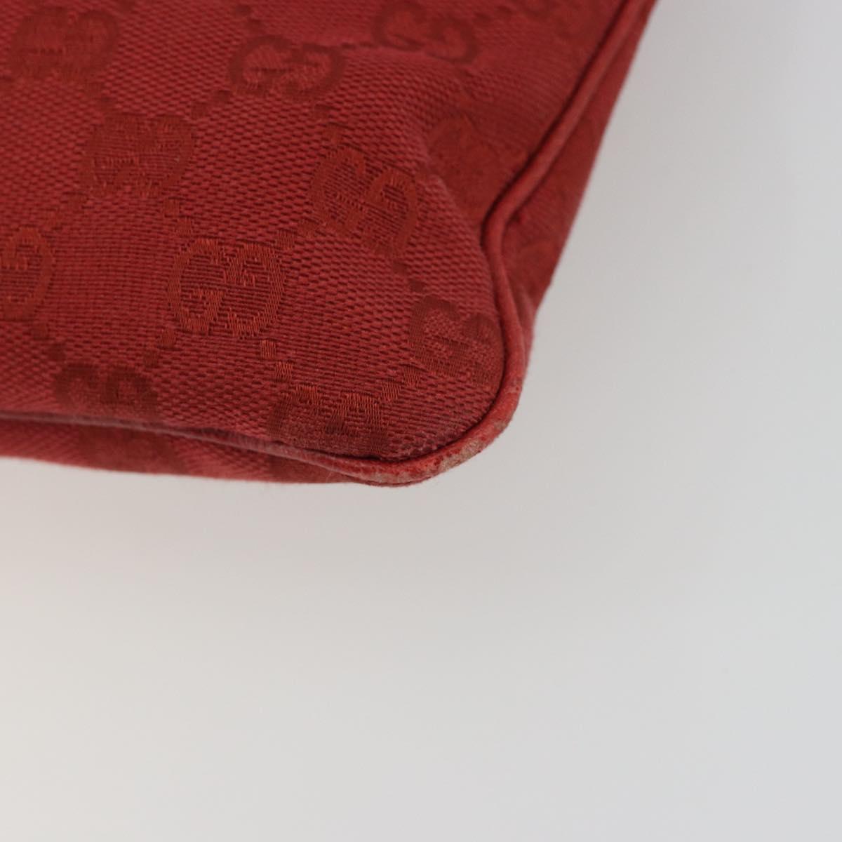 GUCCI GG Canvas Shoulder Bag Red Silver 113013 Auth 190359